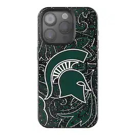 Keyscaper - NCAA - Michigan State Spartans Paisley Bling iPhone Case - 14 - Black