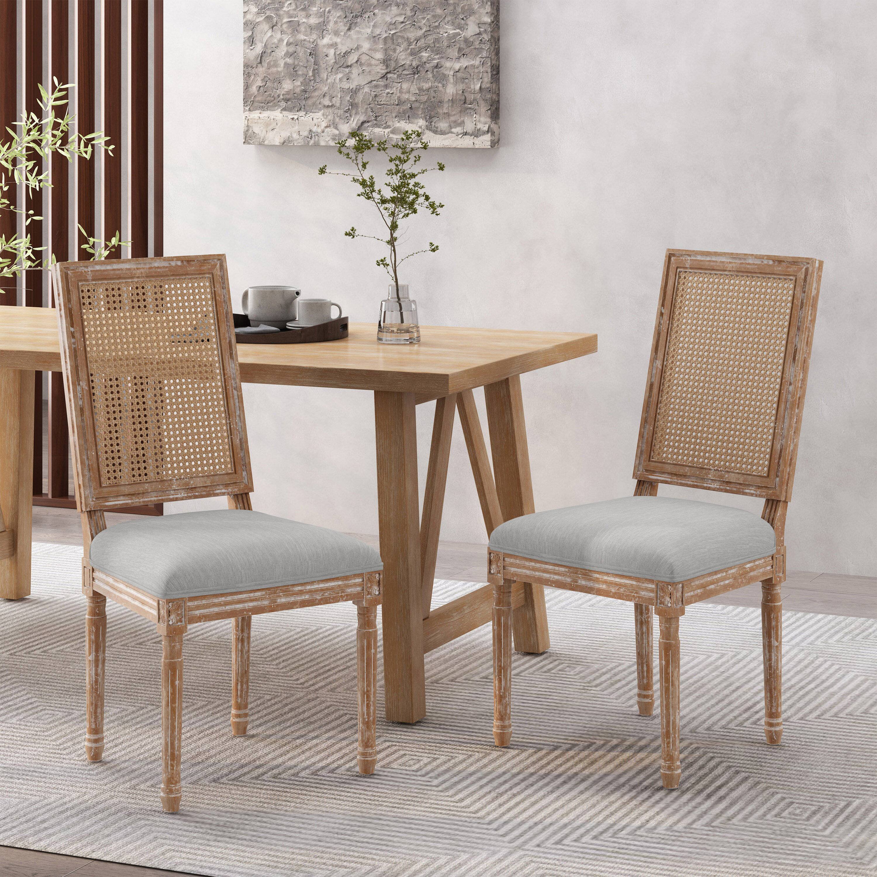 Back. TinyHomie - DINING CHAIR SET OF 2 PCS - LIGHT GREY.