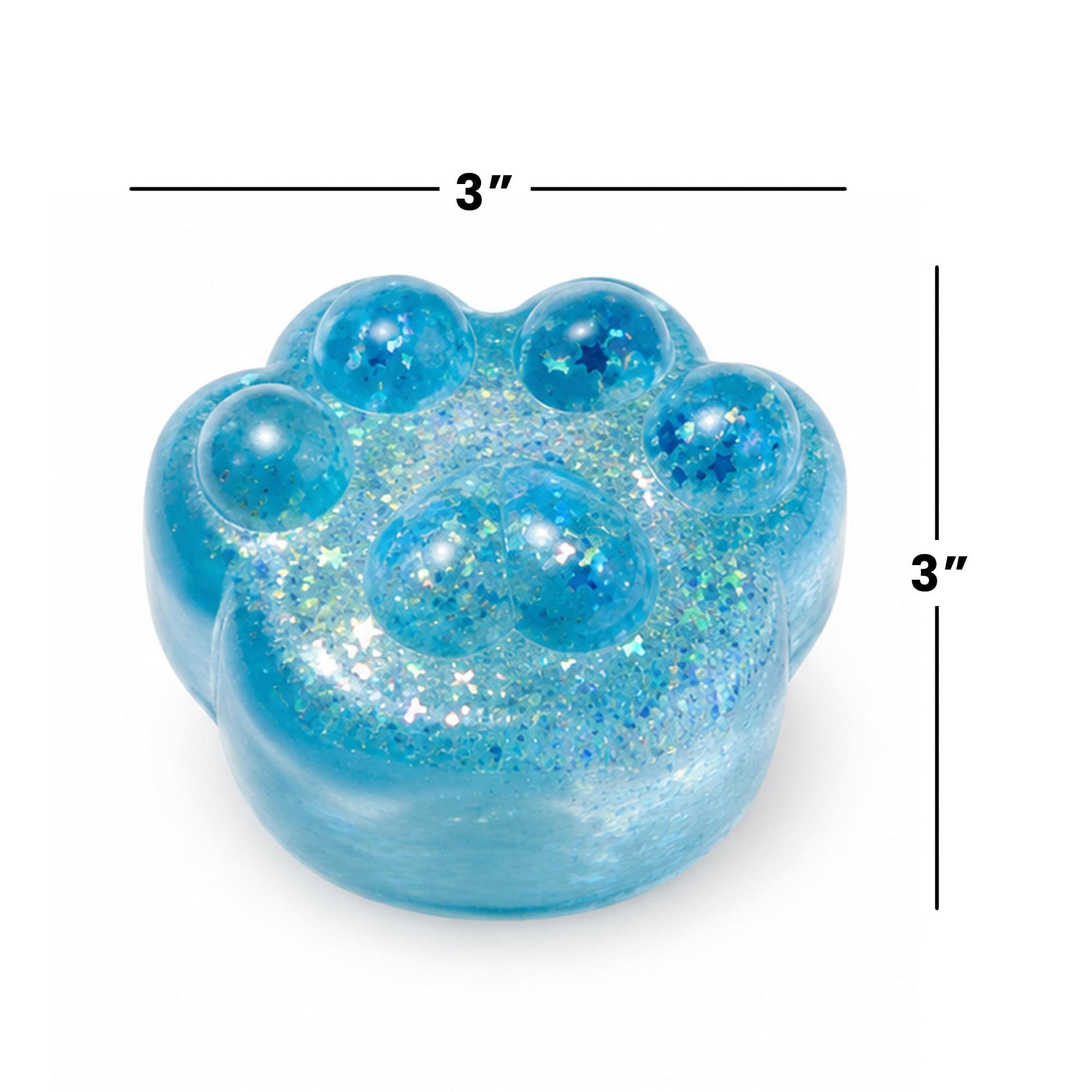 Alt View 1. Puka Creations - Glitter Cat Paw 3-Inch Squishy Stress Reliever | Blue - Blue.