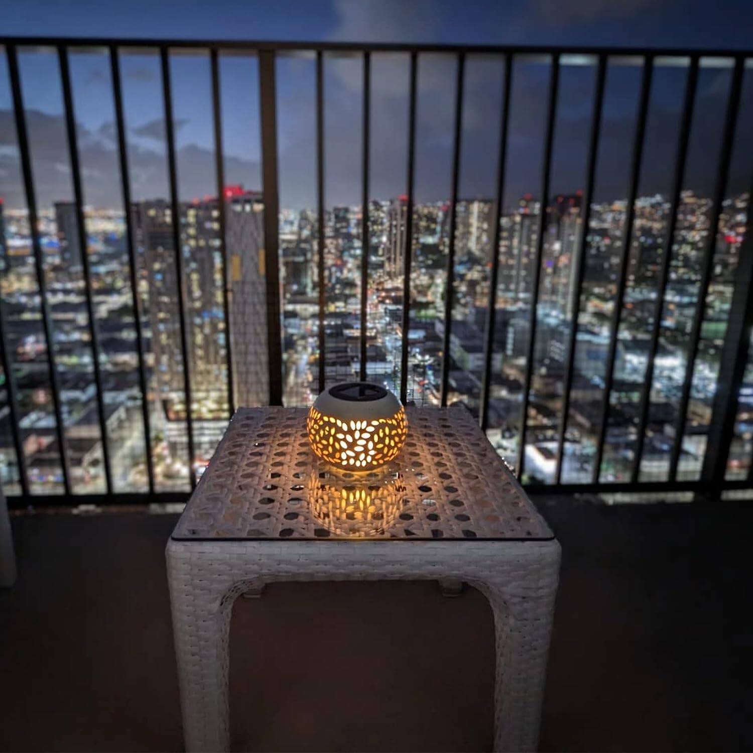 Alt View 3. Comfort Essence - Solar Table Lanterns Outdoor Waterproof - Led Lamp Metal Lights -solar Decorative Lantern For Desk Patio - Black-1 Pack.