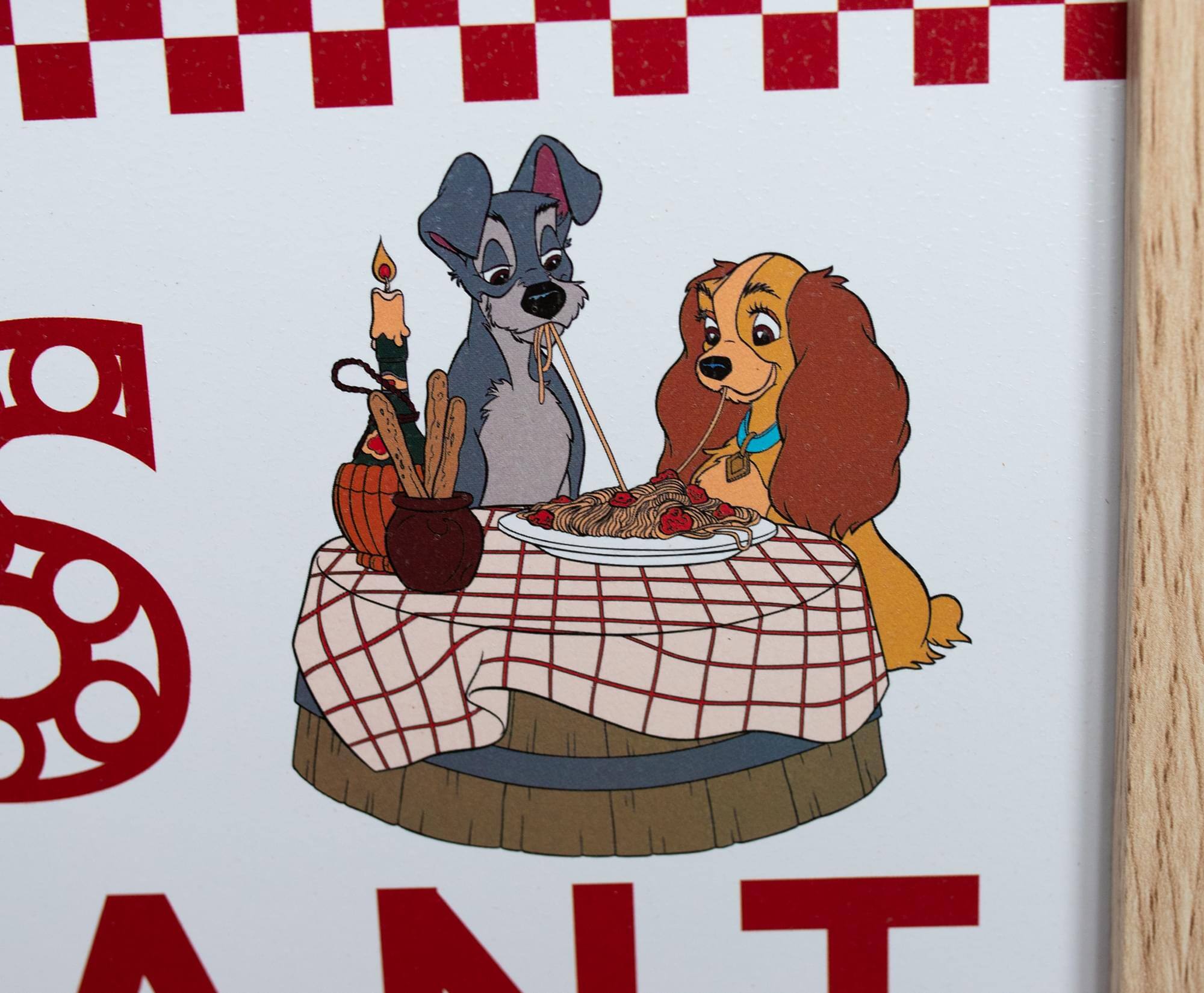 Alt View 2. Silver Buffalo - Disney Lady and the Tramp Tony's Restaurant Wood Framed Wall Art Decor - Red.