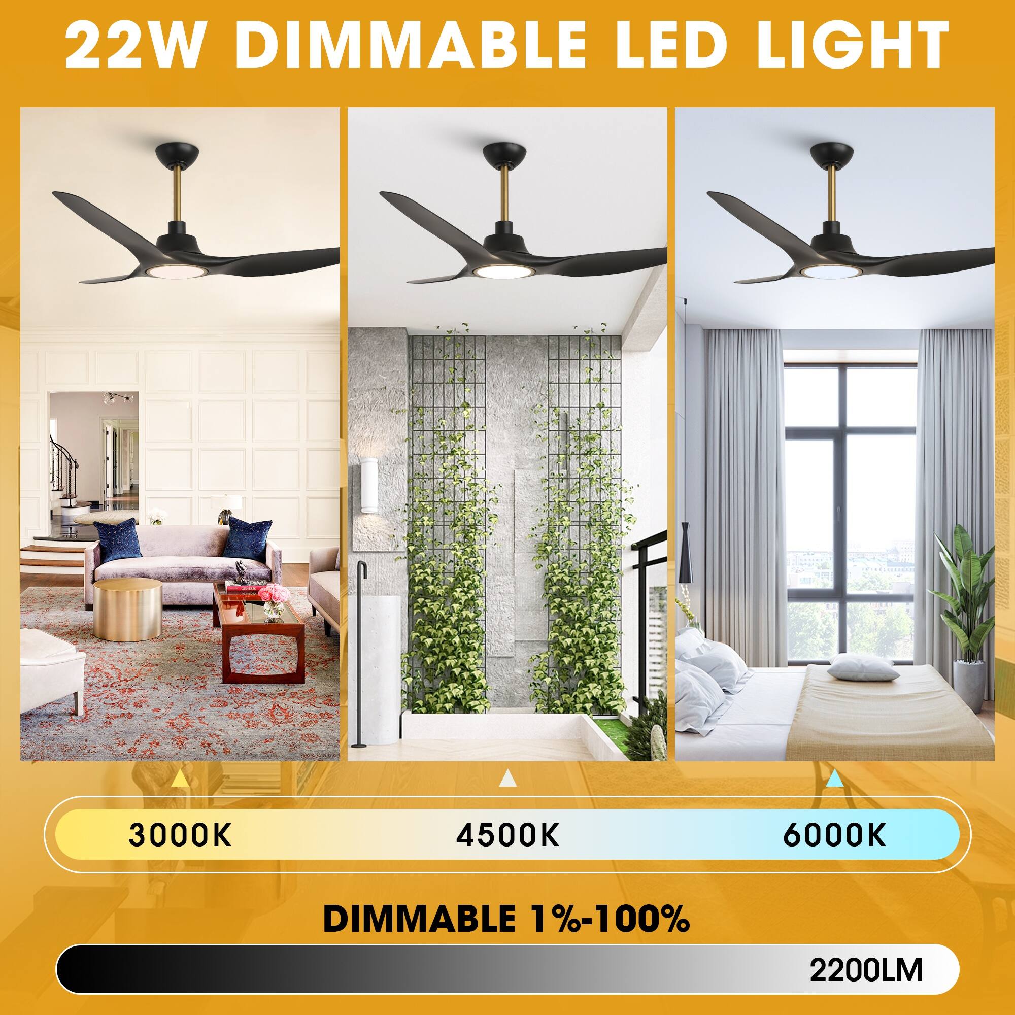 22W DIMMABLE LED LIGHT

3000K 4500K 6000K

DIMMABLE 1%-100%

2200LM