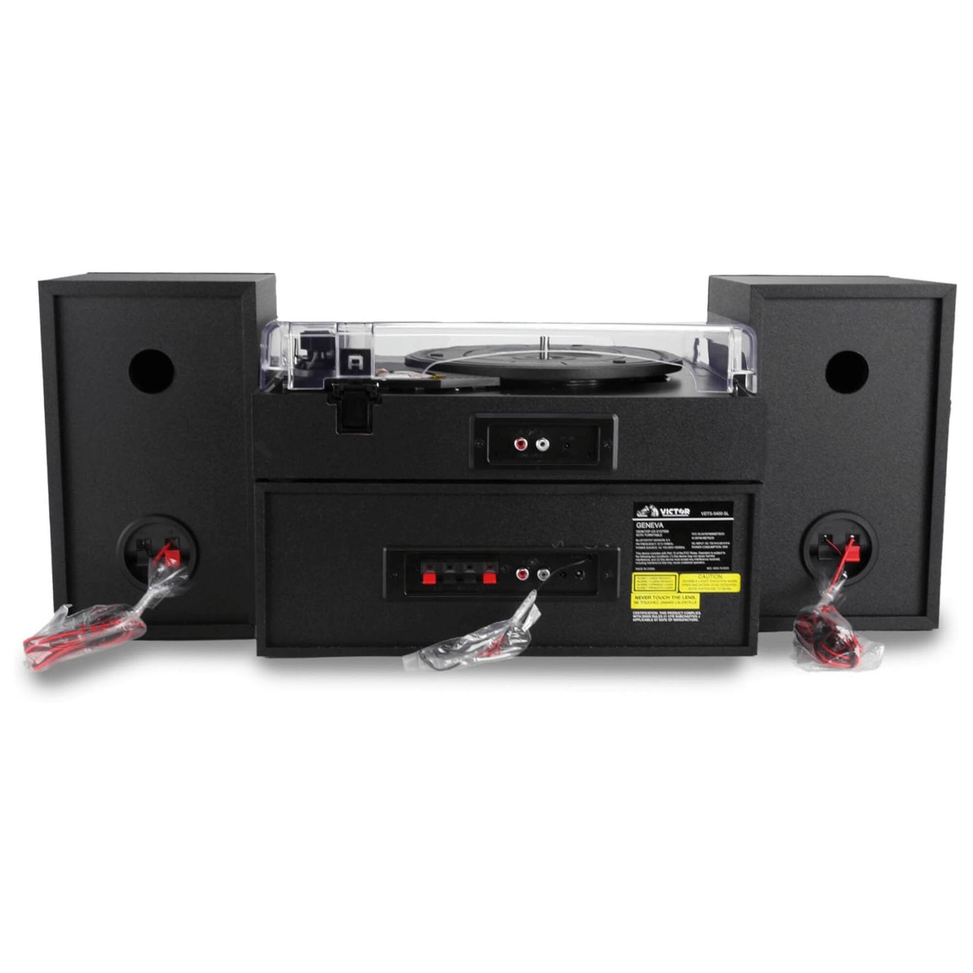 Back. Victor Audio - Geneva 5-in-1 Desktop Music Center w Streaming Capabilities and FM Radio - Silver.