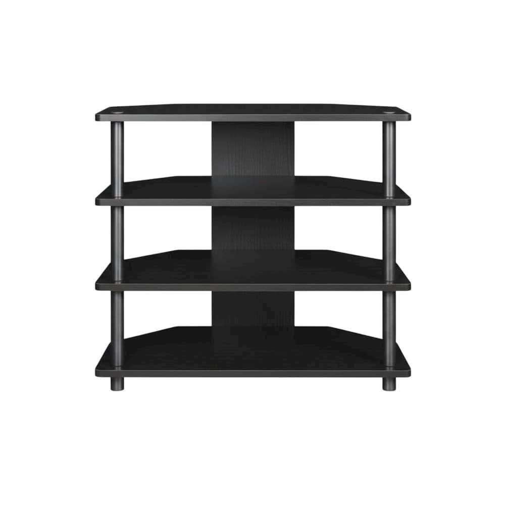 FurniFact - 4-Tier Petite TV Stand, Easy Assembly, Composite Wood Construction - Black