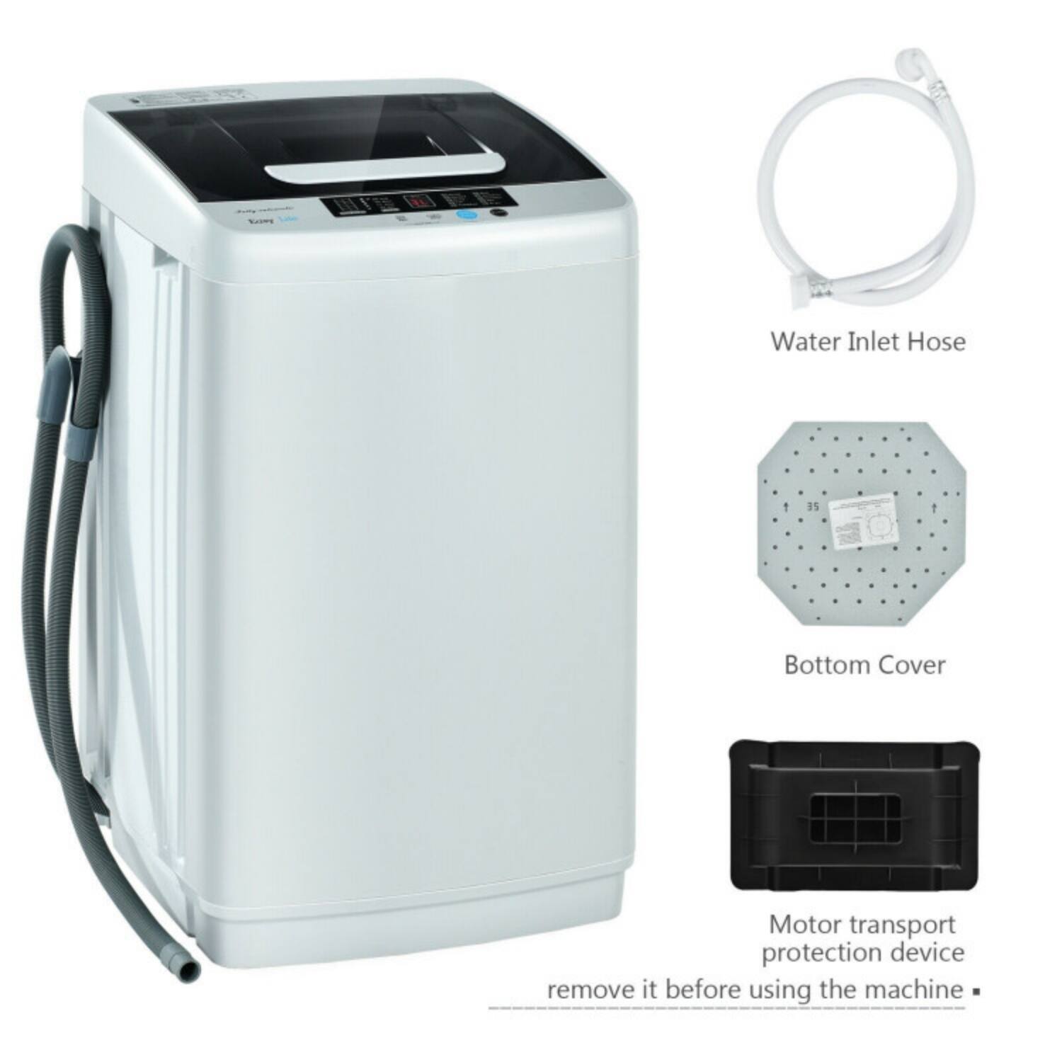 - Water Inlet Hose
- Bottom Cover
- Motor transport protection device (remove it before using the machine)