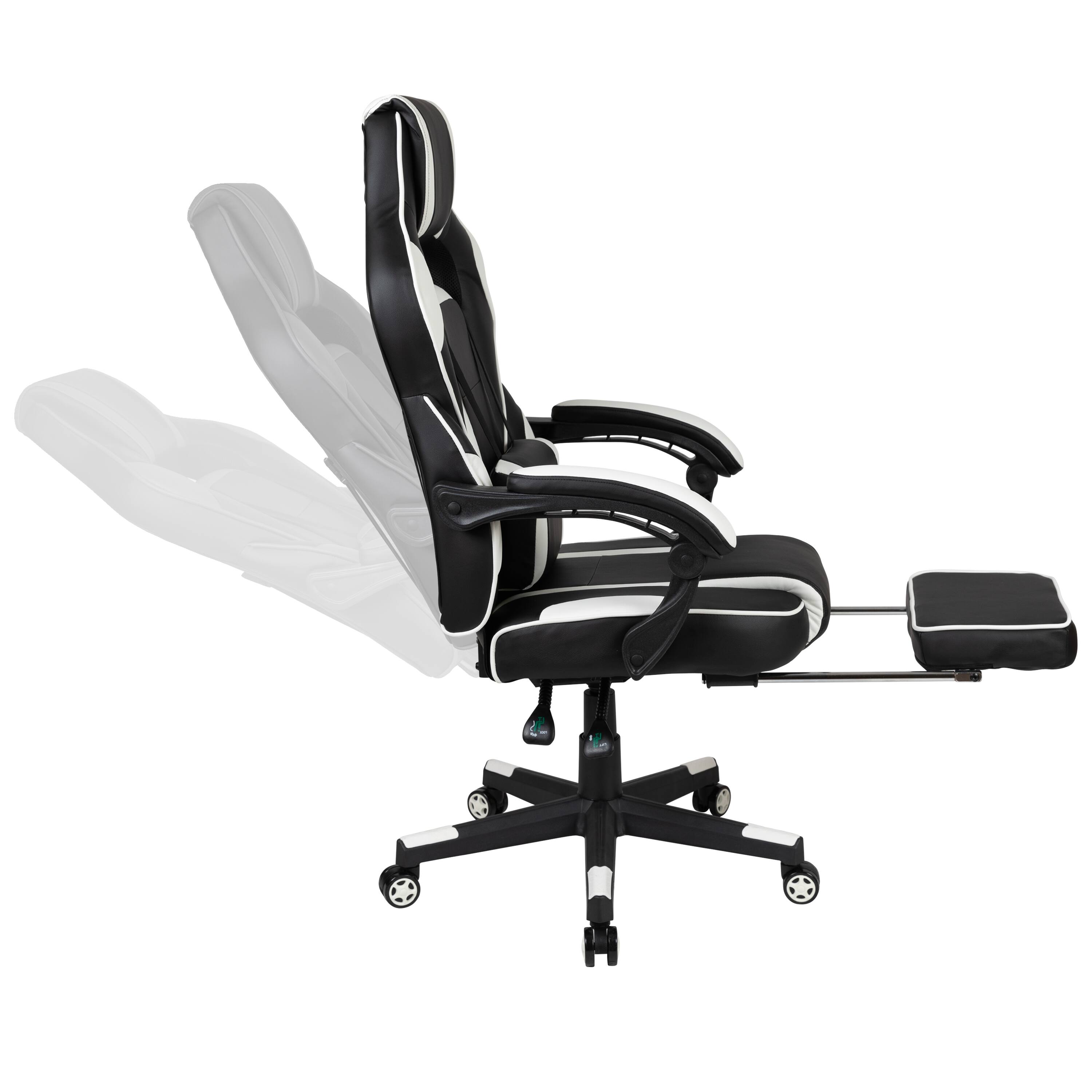 Alt View 8. Emma + Oliver - Gaming Desk Set - Cup/Headset Holder/Reclining & Footrest - White.
