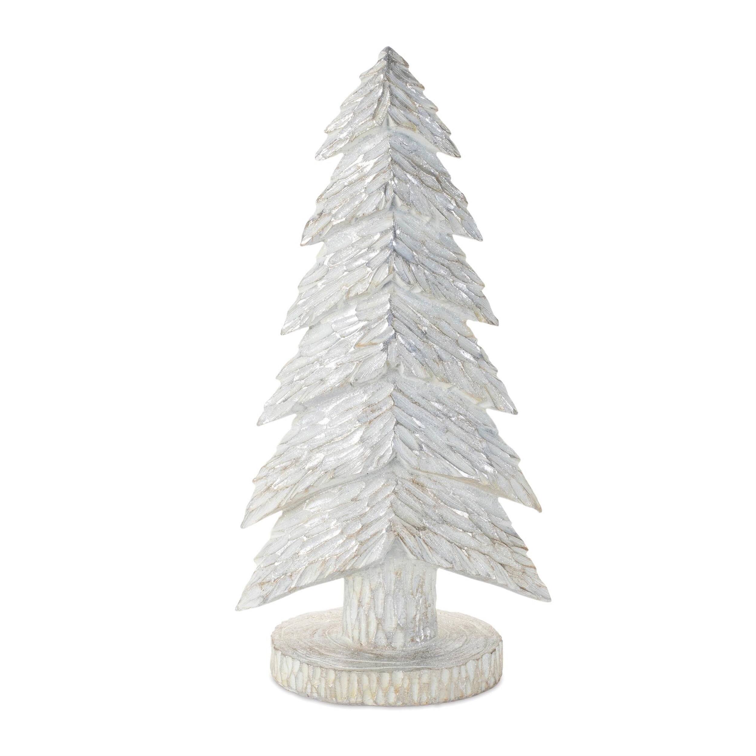 Angle. BreeBe - White Christmas Tabletop Trees (Set of 2) - White.