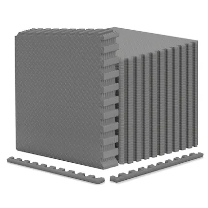 Front. Costway - Costway 24 Tiles 25" x 25" Puzzle Exercise Mat with Borders for Home Gym Playroom 103 sq.ft - Gray.