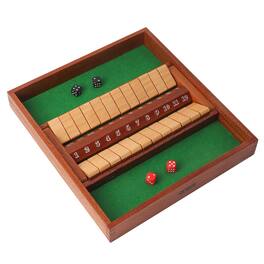 GSE Games & Sports Expert - 2-Player Wooden Shut The Box 12 Numbers Dice Game Board with Red/Black Dices, Popular English Game