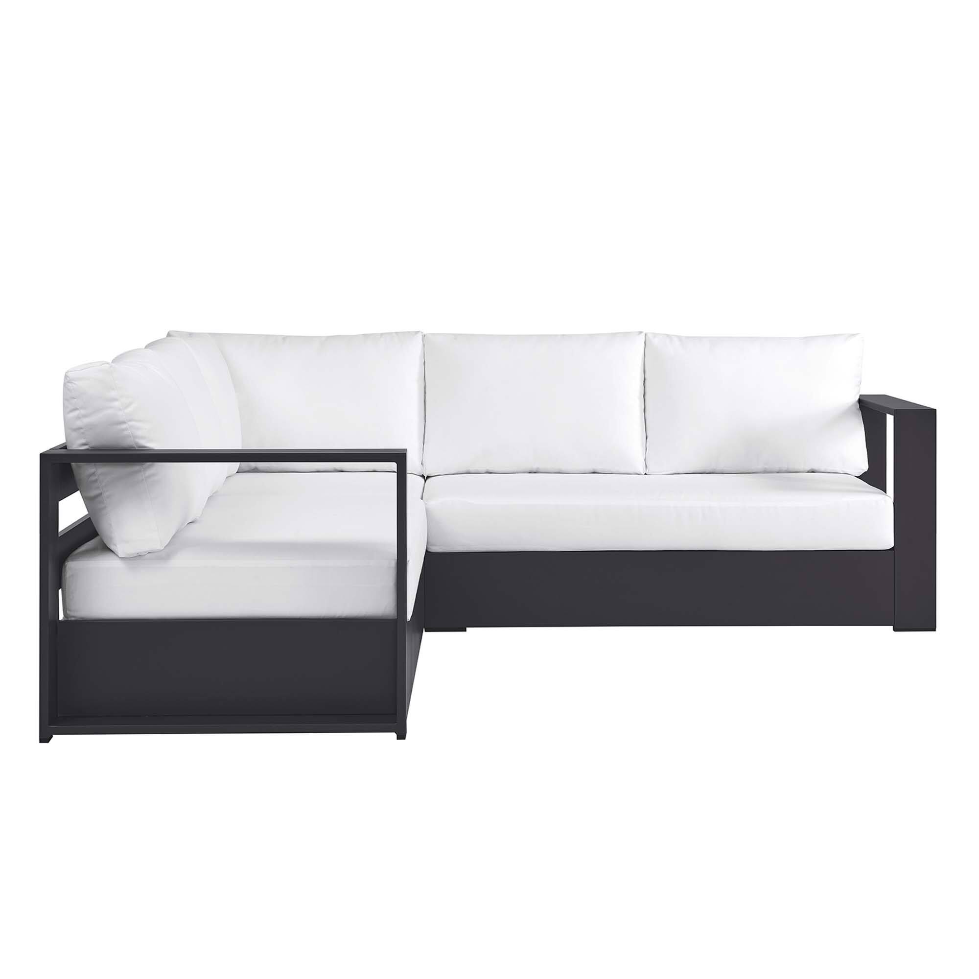 Alt View 2. Modway - Tahoe 3-Piece Powder-Coated Aluminum Outdoor Sectional Sofa Set - Gray White.