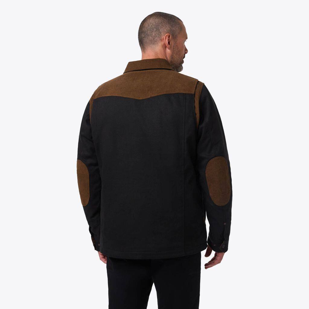 Back. Mobile Warming - App Controlled Men's Ranch 3/4 Heated Jacket - Black.