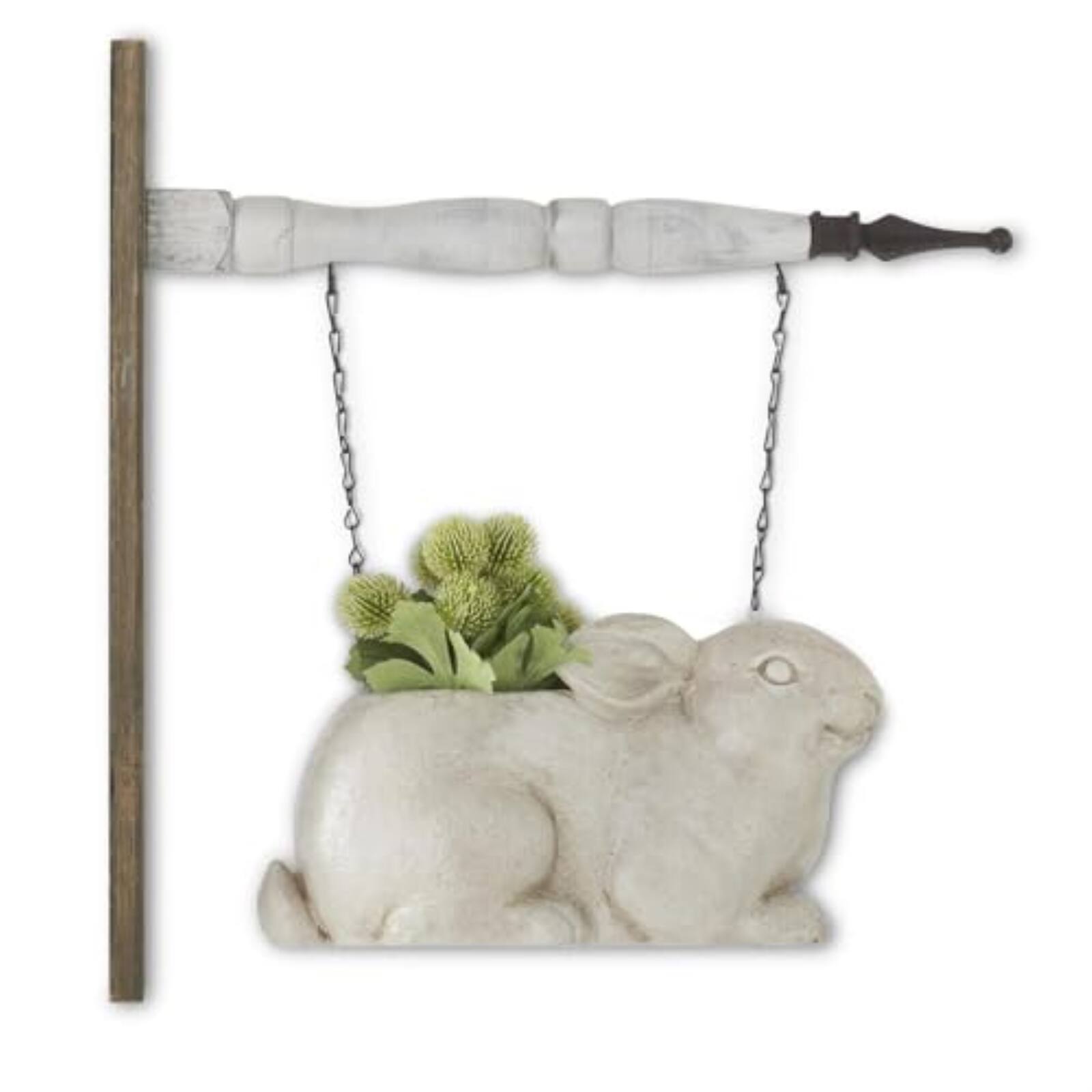 Angle. K&K Interiors - K&K Interiors Tan Faux Stone Resin Rabbit Planter Arrow Replacement Sign 11.5 inch - Arrow Sold Separately - Gray.