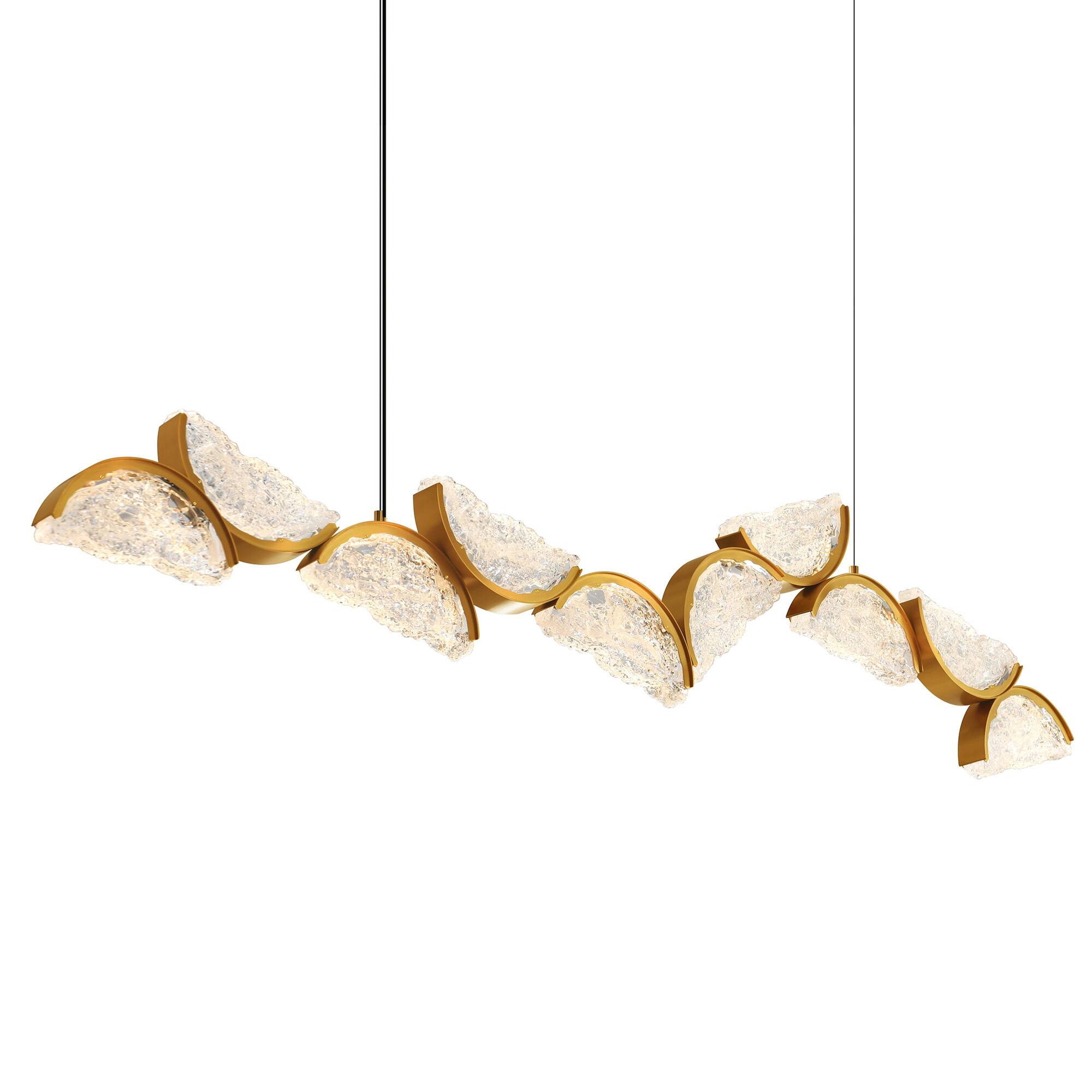 Left. CWI Lighting - Moon Integrated LED Brass Chandelier - Brass.