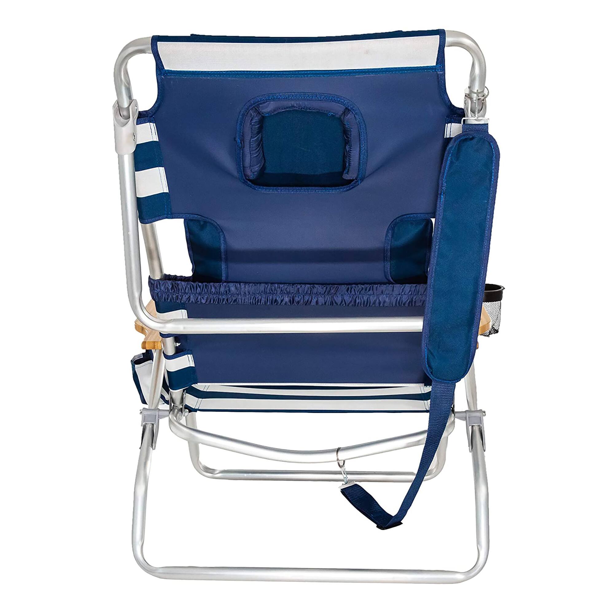 Alt View 7. Ostrich - Ostrich Deluxe 3N1 Outdoor Lawn Beach Lounge Chair with Footrest, Blue Stripe - Striped.