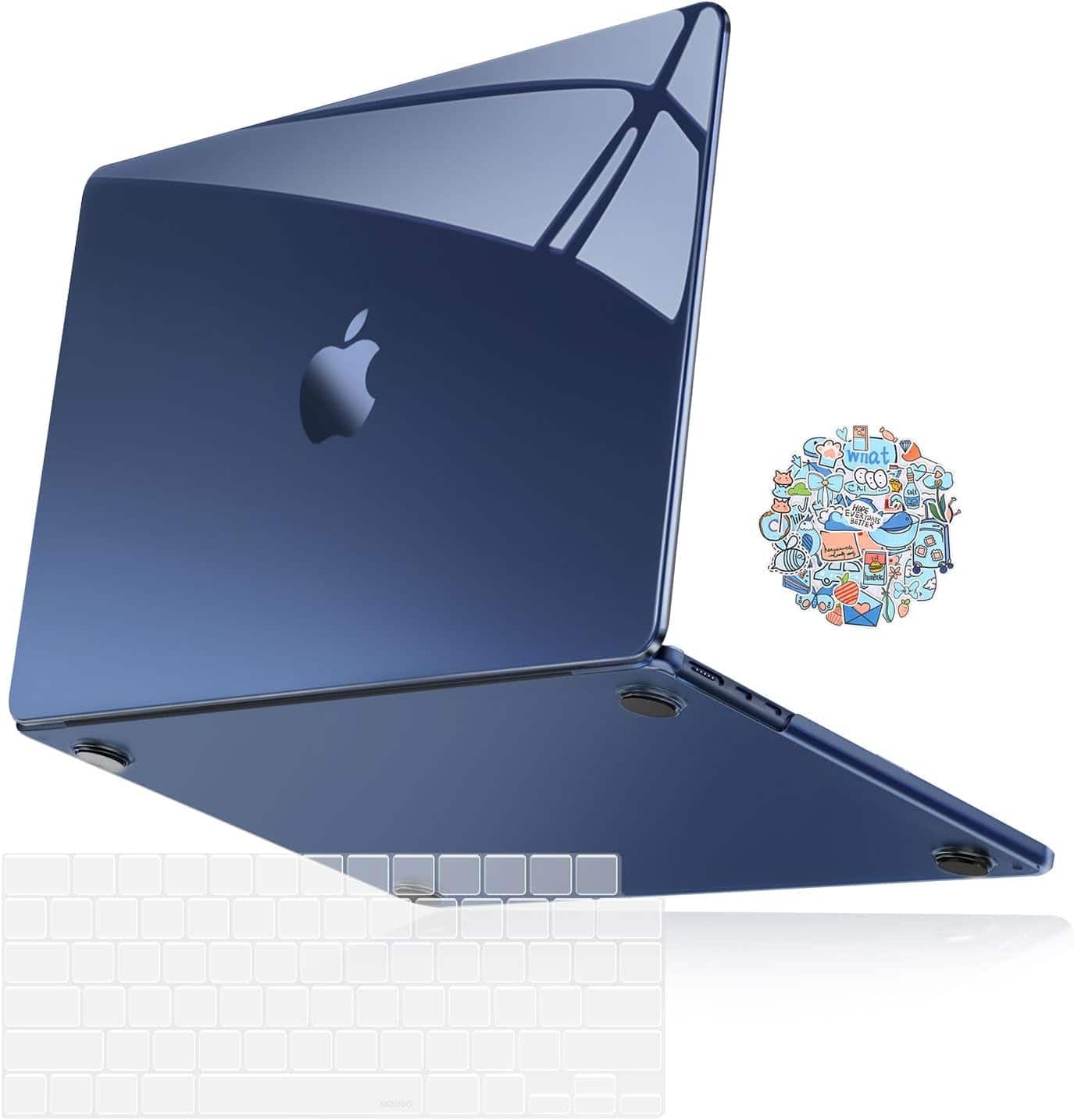 mosiso - Protective Case with Keyboard Cover & Decals for MacBook Air 13.6 inch M5 A3449 M4 A3240 M3 A3113 M2 A2681 2022-2026 - Crystal Midnight