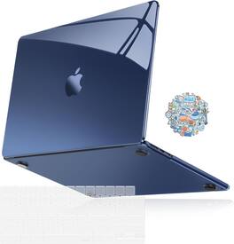 mosiso - Protective Case with Keyboard Cover & Decals for MacBook Air 13.6 inch M5 A3449 M4 A3240 M3 A3113 M2 A2681 2022-2026 - Crystal Midnight
