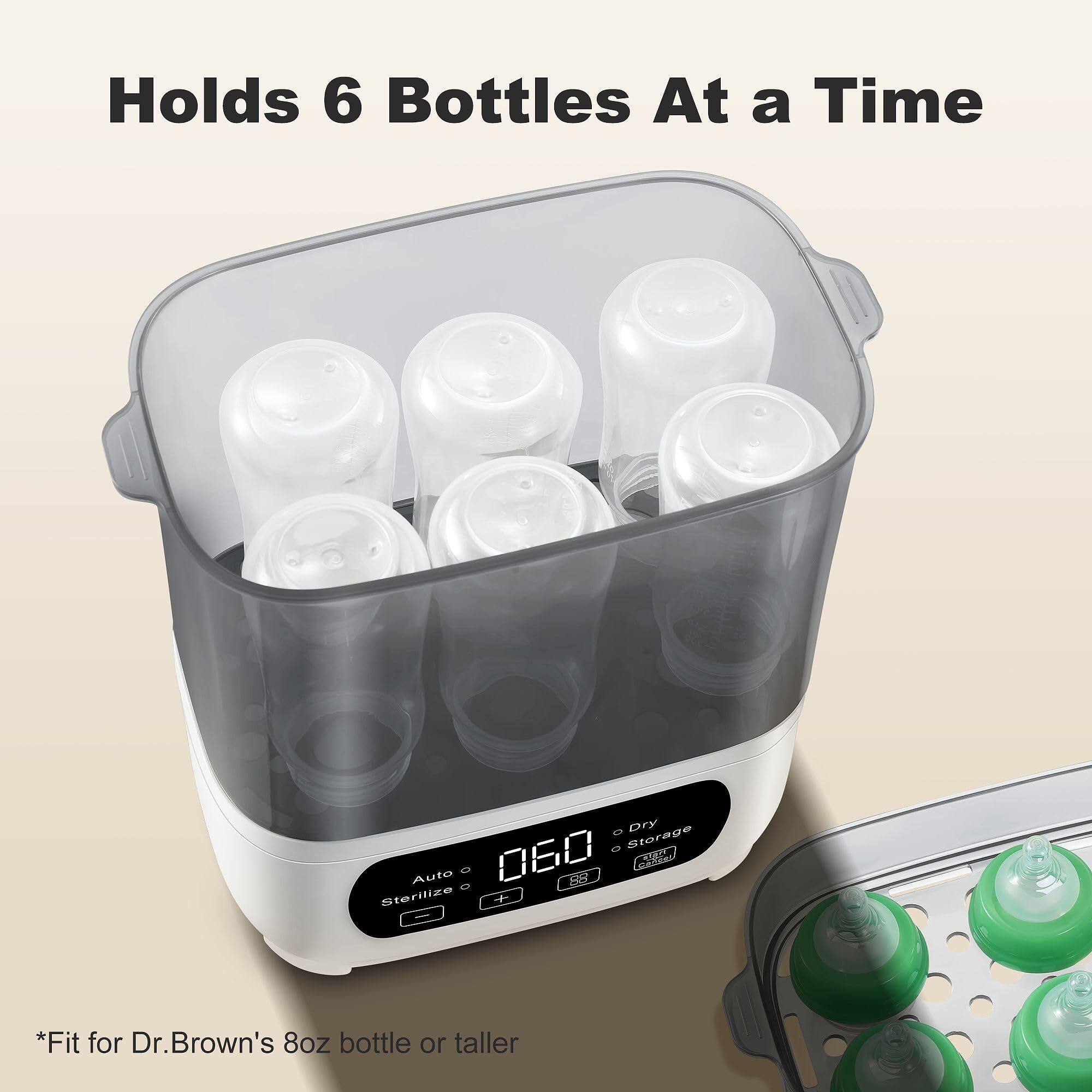 Holds 6 Bottles At a Time

*Fit for Dr. Brown's 8oz bottle or taller

Dry Storage

Auto Sterilize