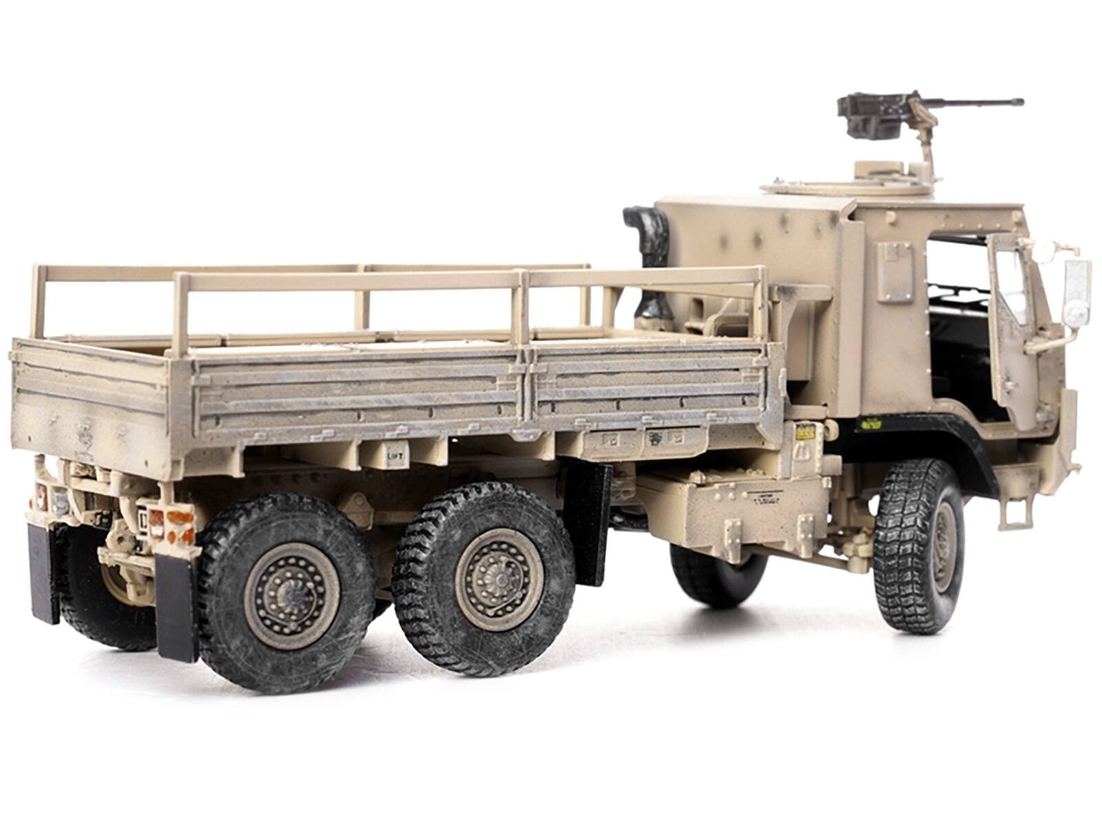 Alt View 1. Panzerkampf - M1083 Armored Cab Cargo Truck with Turret in Desert Camo US Army Armor Premium Series Medium Tactical Vehicle 1/72 - Brown.