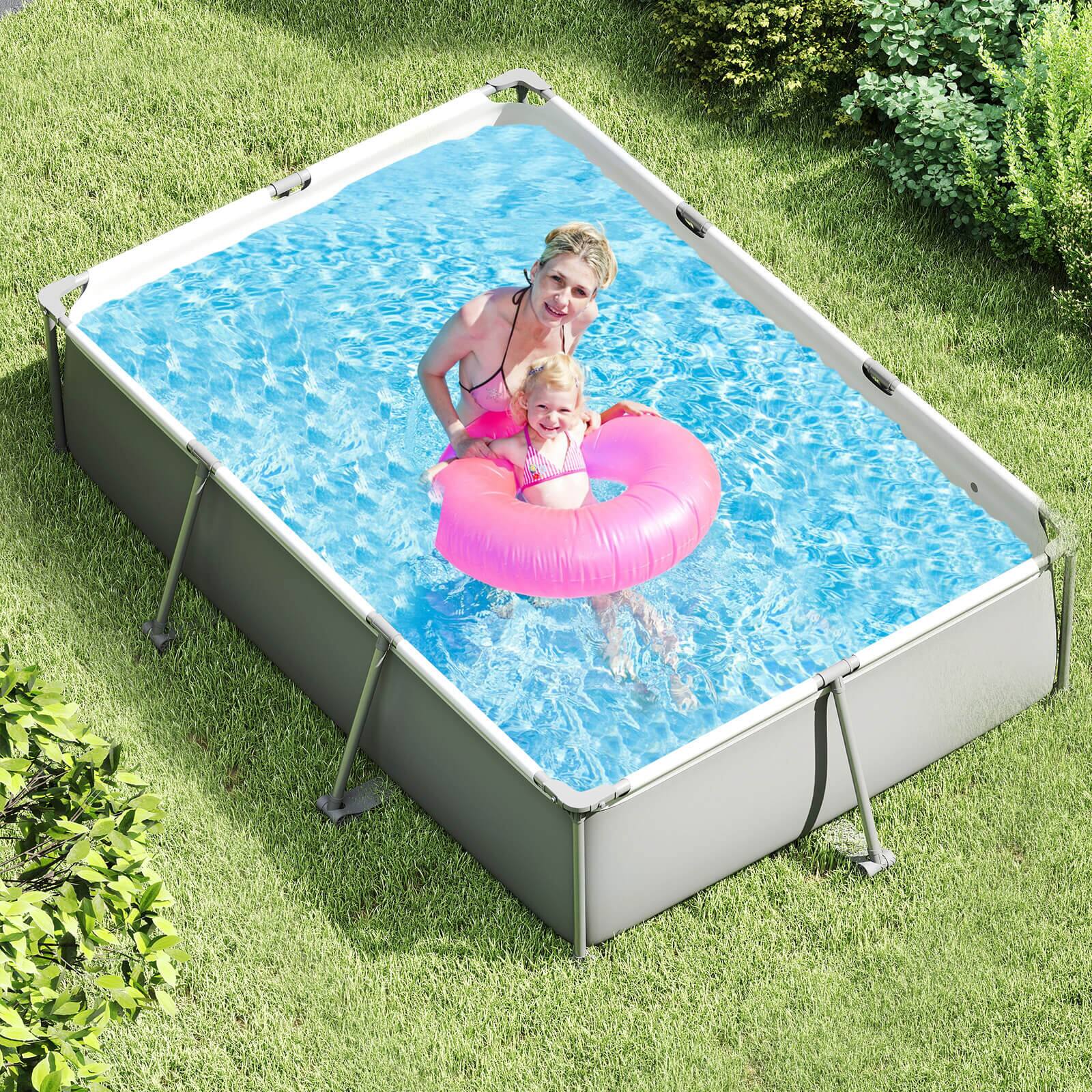 Alt View 3. Costway - Costway 978 Gal Outdoor Family Swimming Pool with Metal Frame Multi-layer PVC Fabric - Grey.