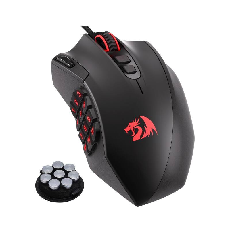 Front. REDRAGON - M921 Wired RGB MMO Gaming Mouse 12400 DPI Remapping Keys - Black.