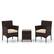Front. Costway - 3 PCS Outdoor Conversation Set with Cushioned Seat & Tempered Glass Tabletop - Beige,Mix Brown.