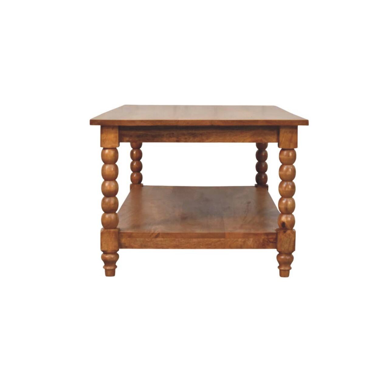 Alt View 4. Artisan Furniture - Spindle Coffee Table with Open Shelf, Brown - Brown.
