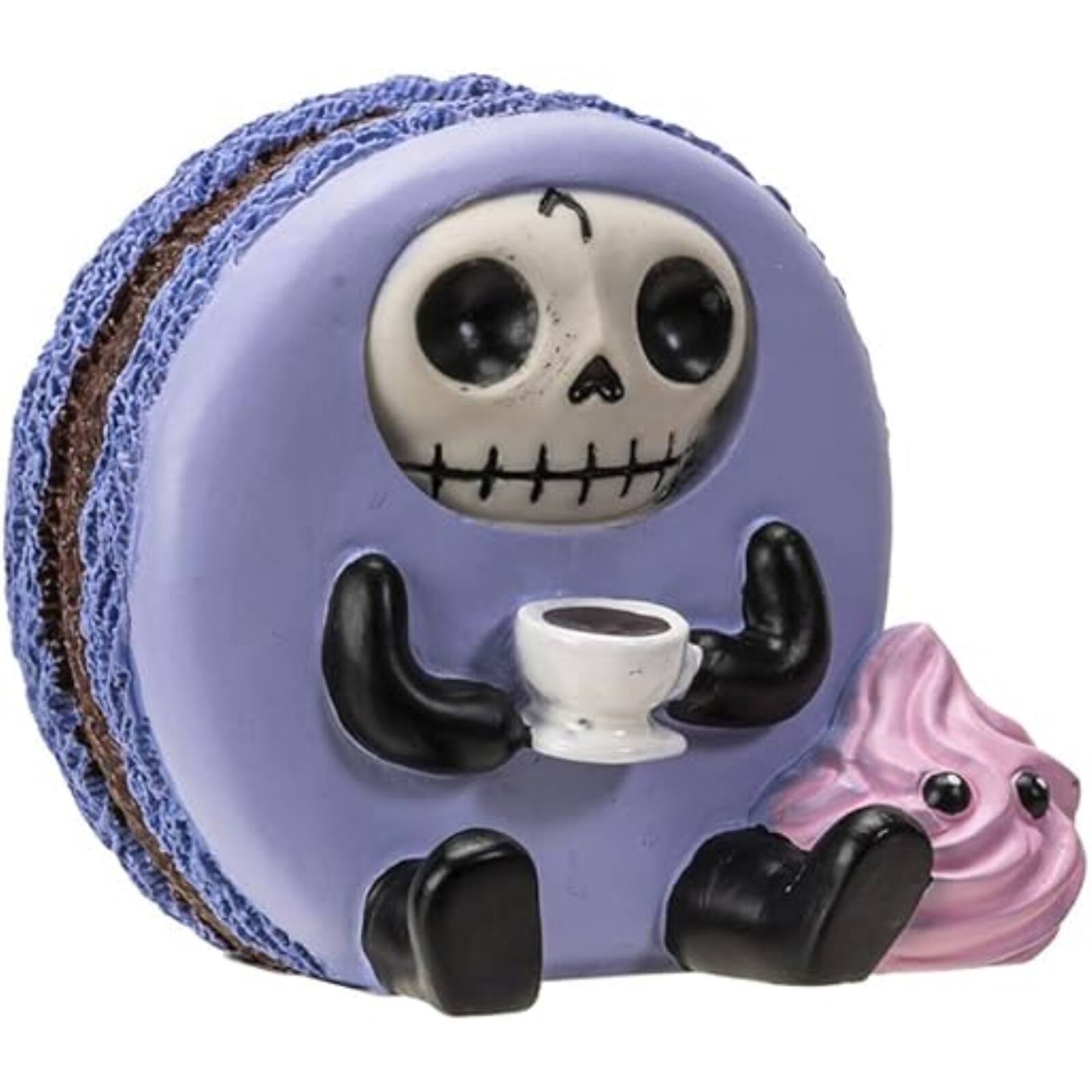 Back. Pacific Trading - Furrybones Ronny The Lavender Purple Macaron With Coffee Cup Furry Bone Figurine - Purple.