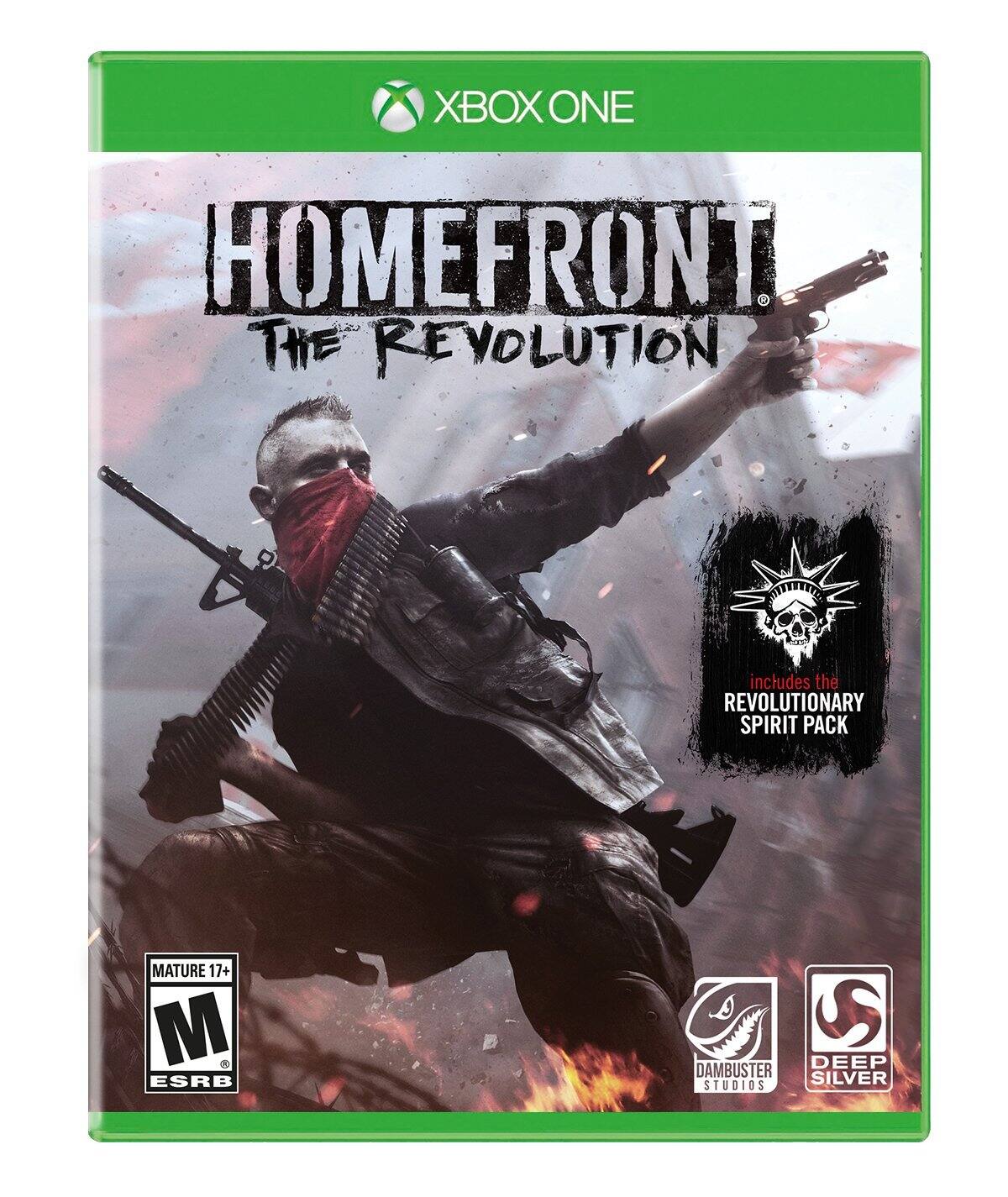 XBOX ONE  
HOMEFRONT THE REVOLUTION  
includes the REVOLUTIONARY SPIRIT PACK  
MATURE 17+  
M ESRB  
DAMBUSTER STUDIOS  
DEEP SILVER - M (Mature 17+)