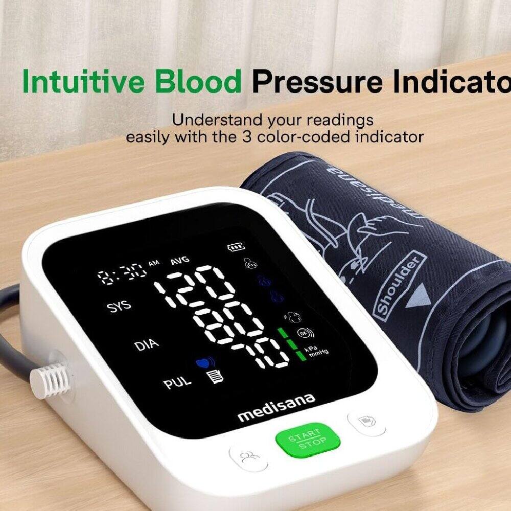 Intuitive Blood Pressure Indicator

Understand your readings easily with the 3 color-coded indicator

medisana

START STOP