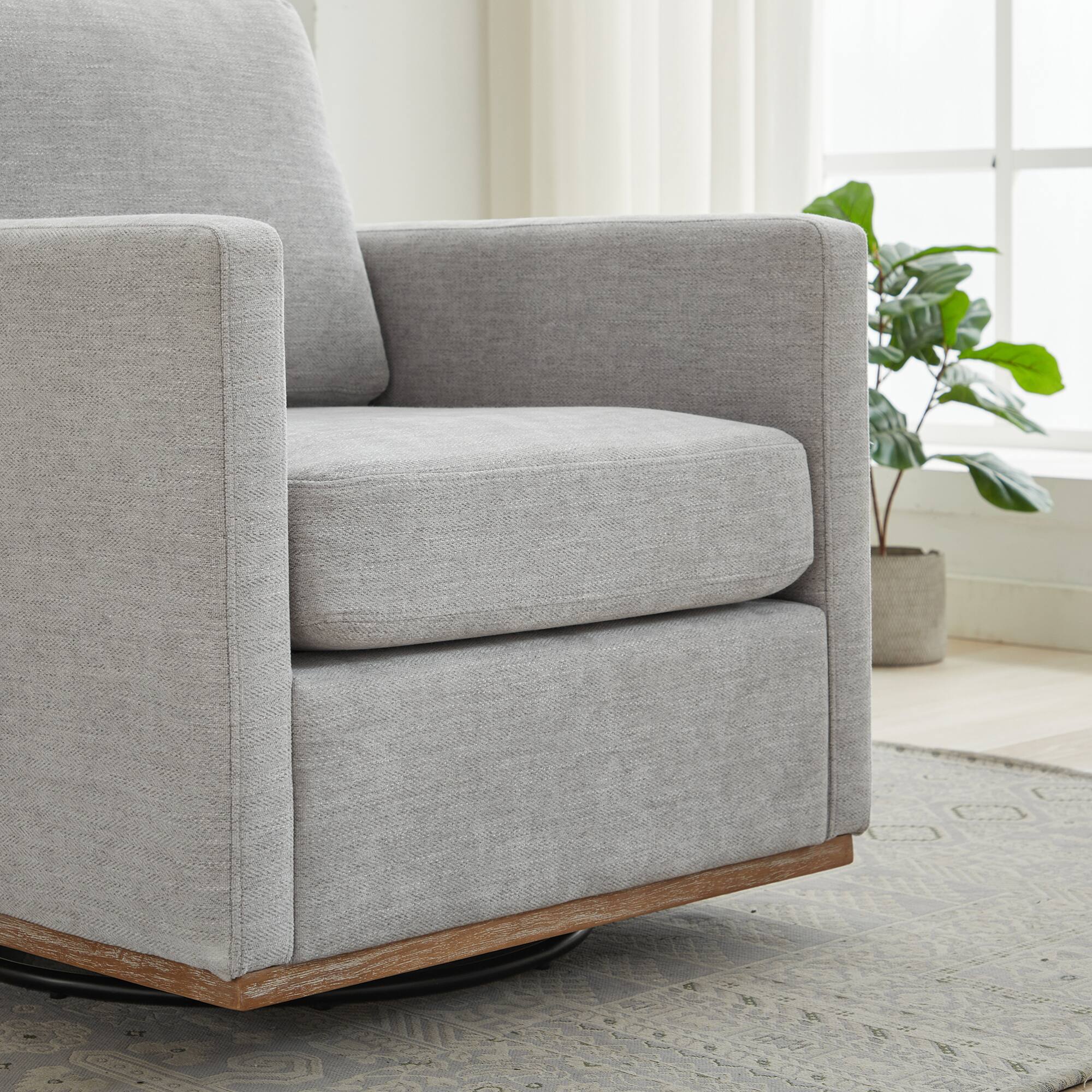Alt View 7. GOODSILO - Modern Square Swivel Accent Chair with 360-Degree Rotation for Living Room and Bedroom - Light Gray.