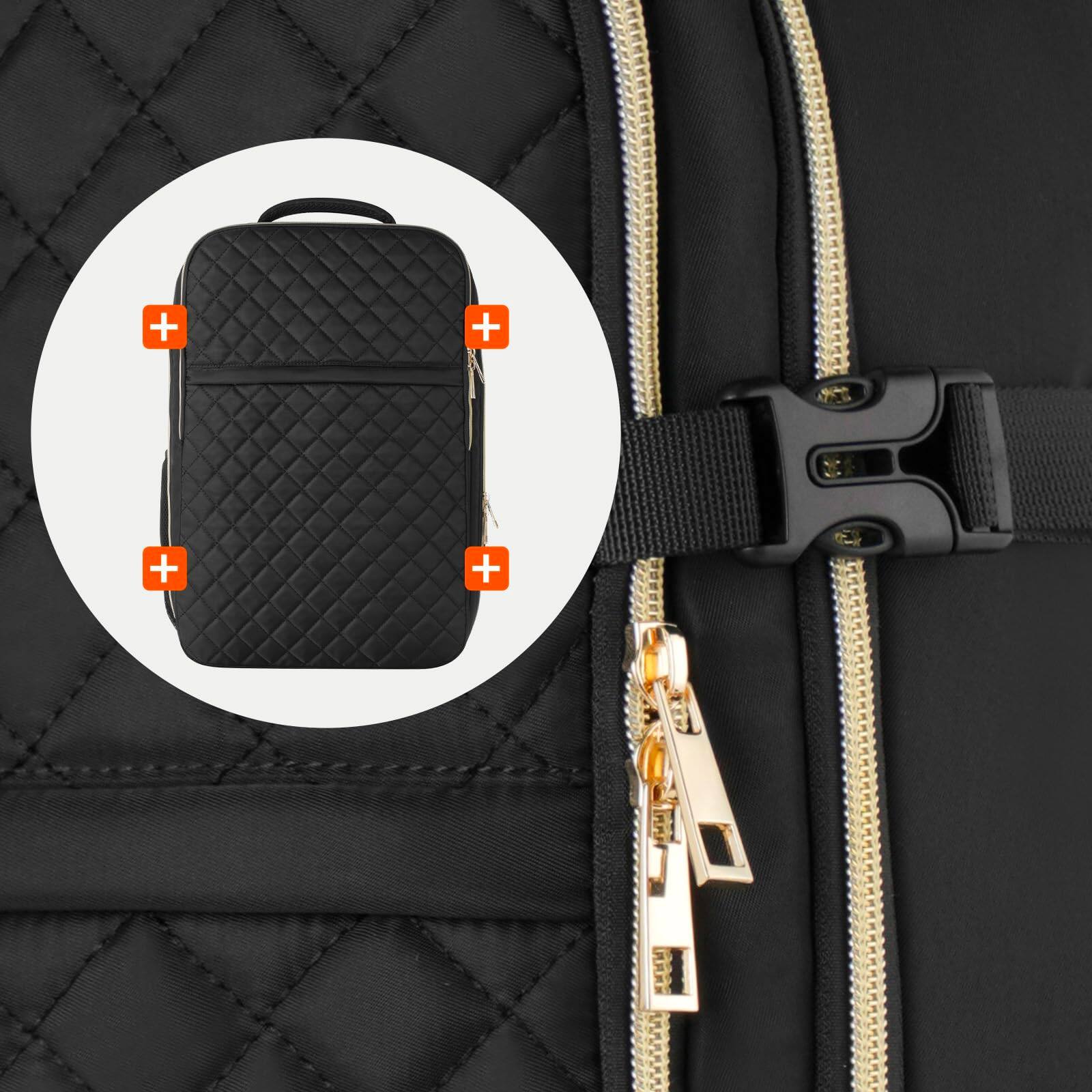 Alt View 3. Stamp n Camp - Large Travel Backpack Women  Flight Approved Carry On Water Resistant Anti theft Casual Daypack School Bag Fit 17 Inch - Beige-17.3 inch.