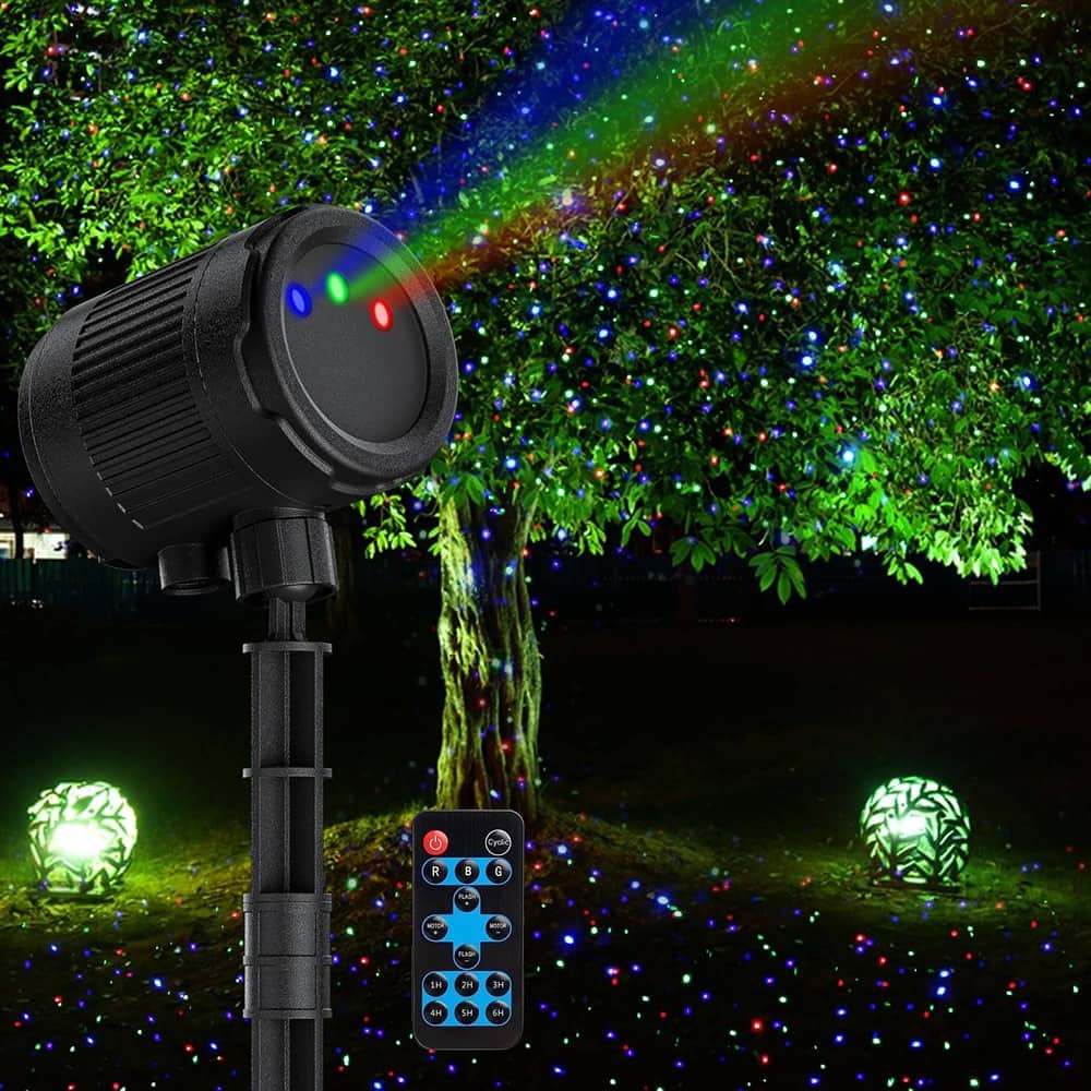 PARKER SLATER - 3-Color Laser Christmas Projector Lights, Outdoor Waterproof with Firefly Effect and RF Remote for Holiday and Party - Black