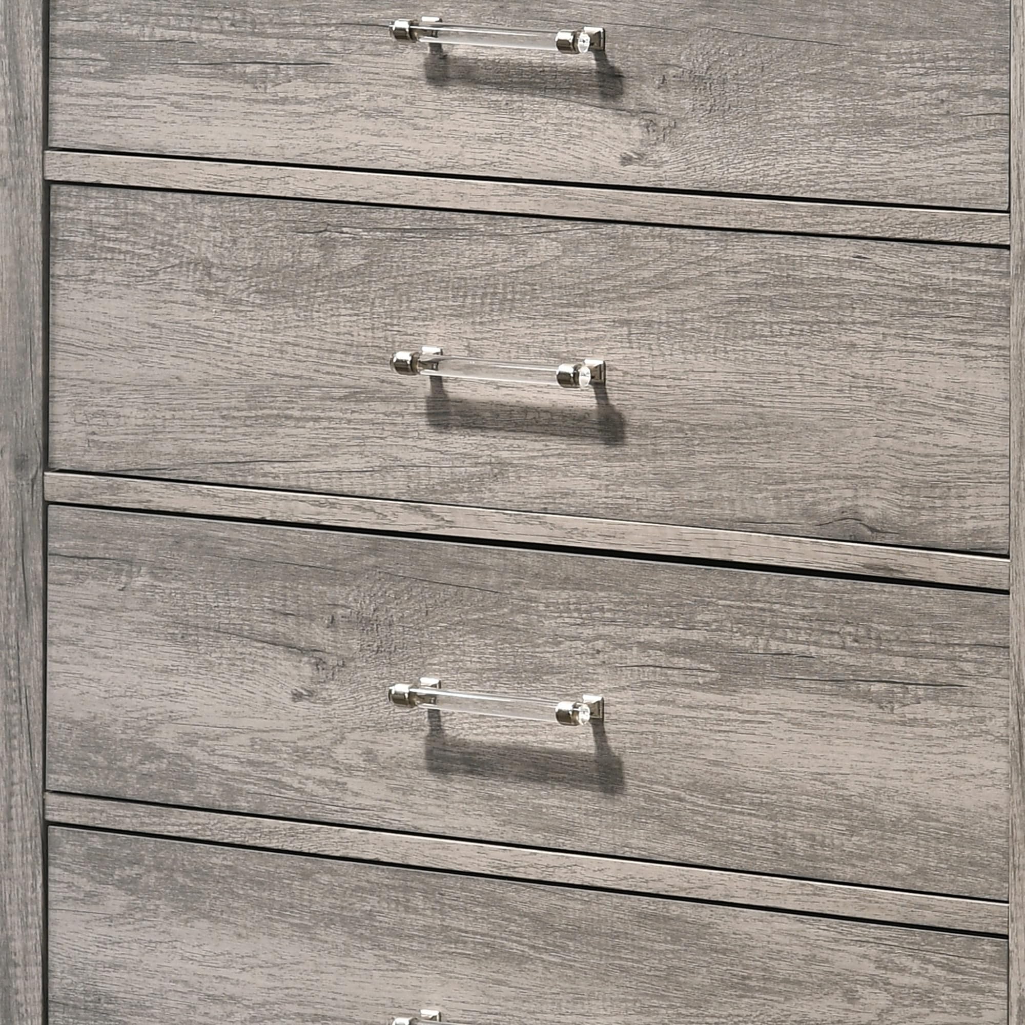 Left. Kings Brand Furniture - Kings Brand Furniture Harmony 5 Wood Drawer Chest Dresser for Bedroom - Tall & Modern Storage Organizer, Light Oak Gray - Grey.