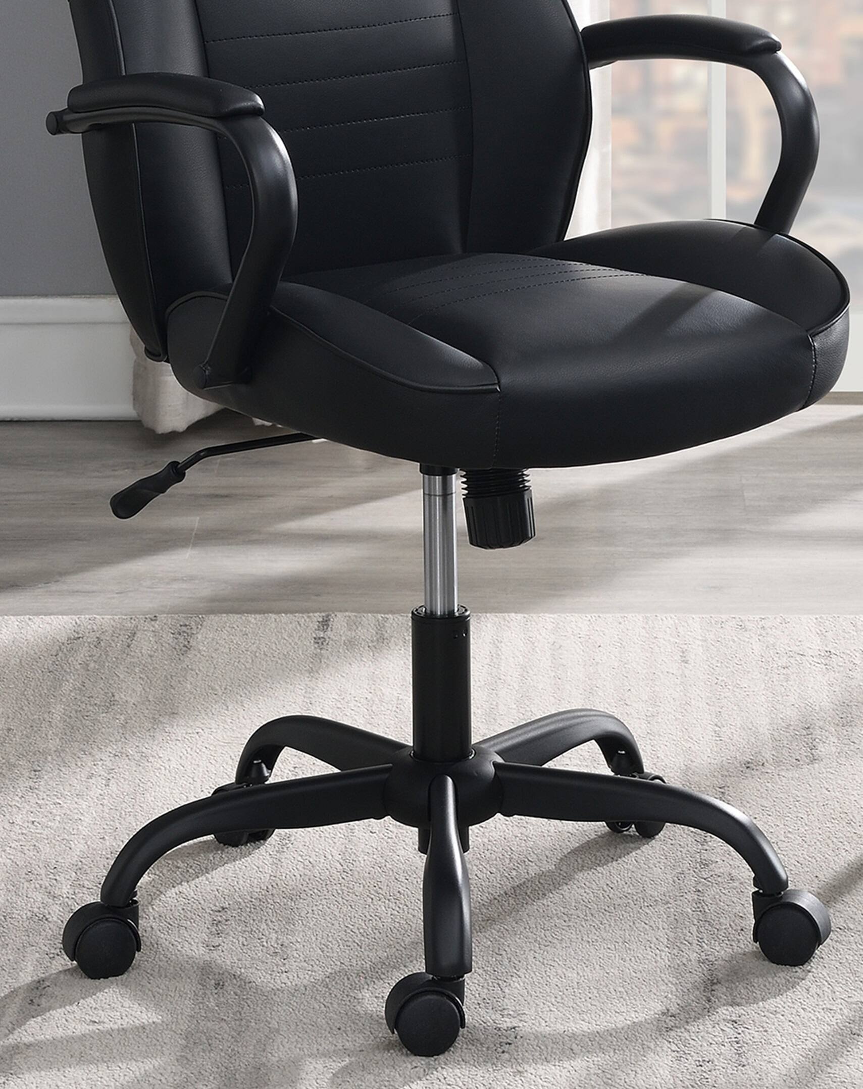 Alt View 1. Spaco - Spaco Gaming Executive Office Chair Black Faux Leather Chairs Casters Plush Padded Chair with Arms Comfortable Chair - Black.