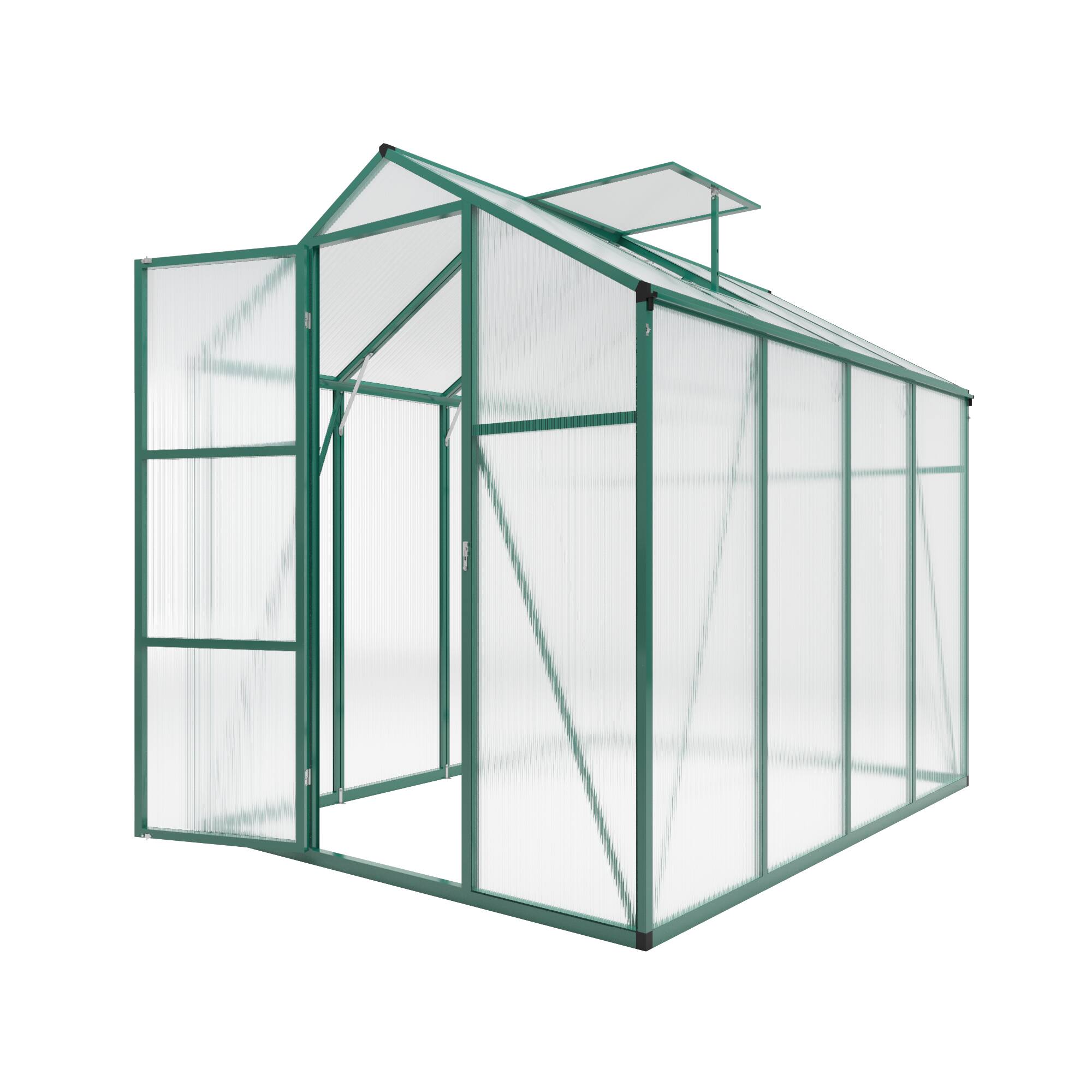 Alt View 4. Mondawe - 6x8 FT Polycarbonate Greenhouse with Raised Base and Anchor Aluminum, Gain Height Windproof Aluminum - Green.