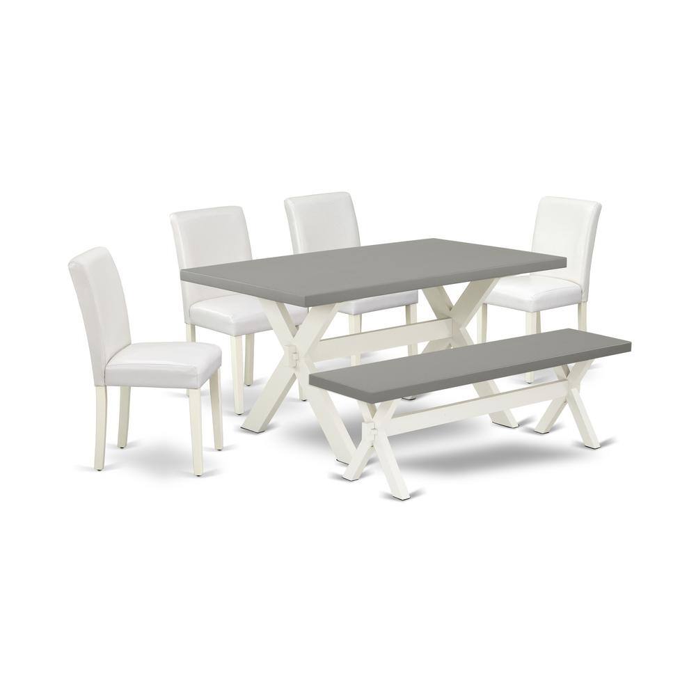 Left. East West Furniture - East West Furniture X096AB264-6 6-Piece Amazing Dining Table Set a High Quality Cement Color Wood Table Top and Cement - Multi-Color.