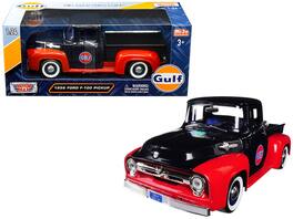 1956 Ford F-100 Pickup Truck "Gulf" 1/24 Diecast Model Car by Motormax - Dark Blue And Red