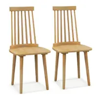 Costway Windsor Dining Chairs Set of 2 Dining Chairs with High Spindle Back - Natural - Front_Zoom