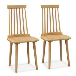 Costway - Windsor Dining Chairs Set of 2 Dining Chairs with High Spindle Back - Natural