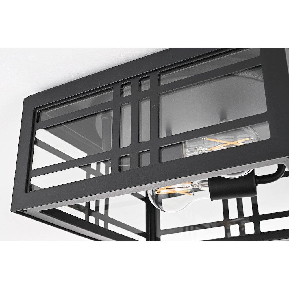 Alt View 3. Elegant Lighting - Harley 11 inch Outdoor Flush Mount Ceiling Light in Black - Black And Clear.