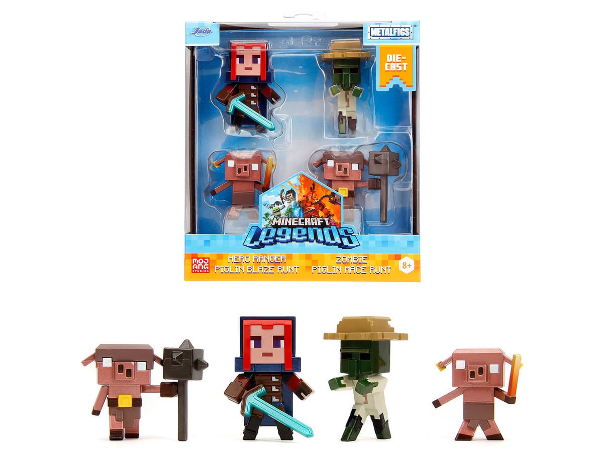 Set of 4 Diecast Figures "Minecraft Legends" Video Game "Metalfigs" Series Diecast Models by Jada - Multicolor