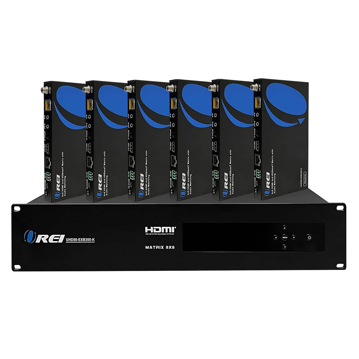 Orei - 4K HDBaseT 8x8 HDMI Extender Matrix - 300ft (cat6)-UHD88-EXB300-K - Black