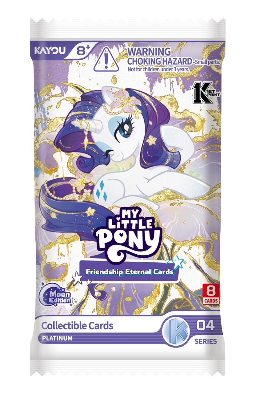 KAYOU 8+  
WARNING CHOKING HAZARD Small parts. Not for children under 3 years.  
MY LITTLE PONY Friendship Eternal Cards Moon 8 Edition CARDS Collectible Cards 04 PLATINUM K SERIES