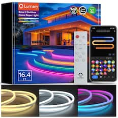 Lumary Smart Outdoor Neon Rope Light RGB AI Cool Warm 7201 outdoor Warm White Cool White 16 million colors 18:18 79 Lumary Neon Rope Lights N MODE+ LMA AUTO DM MODE- D ww E CW Colour White Calor Cand Combination 16.4 FT