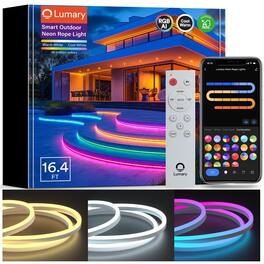 Lumary - 16.4Ft Smart Neon Rope Light for Outside,DIY Scene Mode,RGBAICW Flexible Color Changing Work with Alexa Google Assistant - White