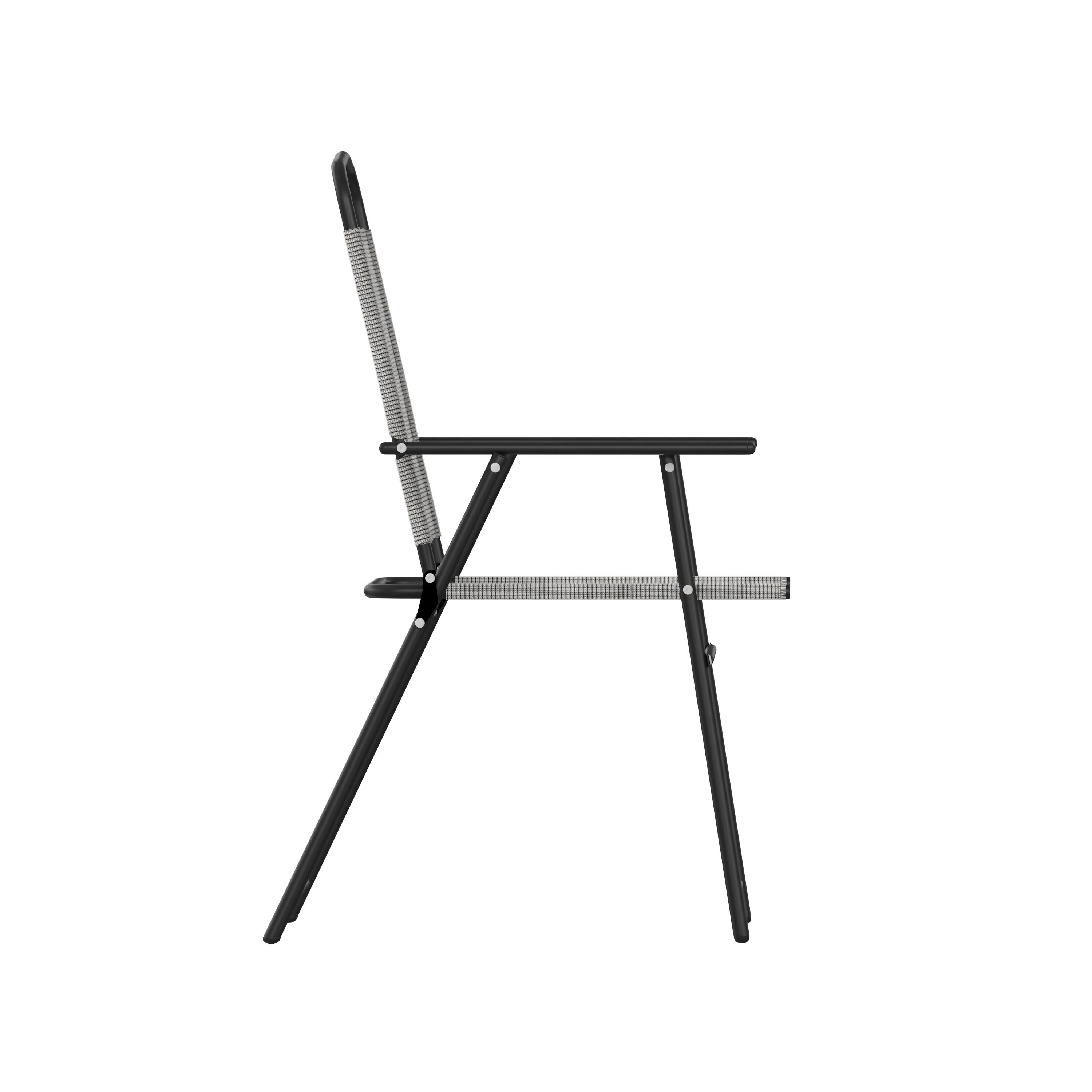 Alt View 10. Emma + Oliver - Munroe Set of 4 Textilene Folding Sling Style Patio Chairs with Armrests - Gray.