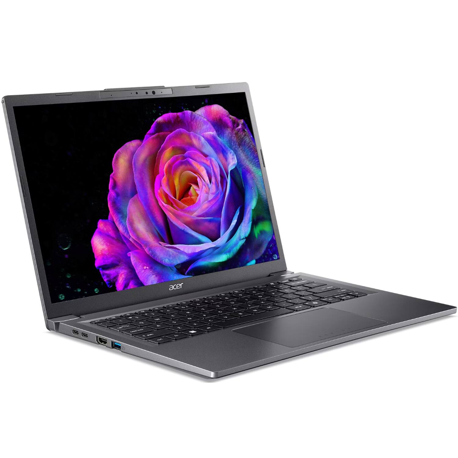 Alt View 4. Acer - Acer Aspire 14 AI Laptop 14.0 WUXGA (Intel Ultra 7-258V, 32GB LPDDR5X, 1TB PCIe SSD, Win 11 Pro) w/USB Hub - Steel Gray.