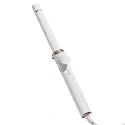 Front. T3 - CurlWrap 1" Automatic Clip Curling Iron, White - White.