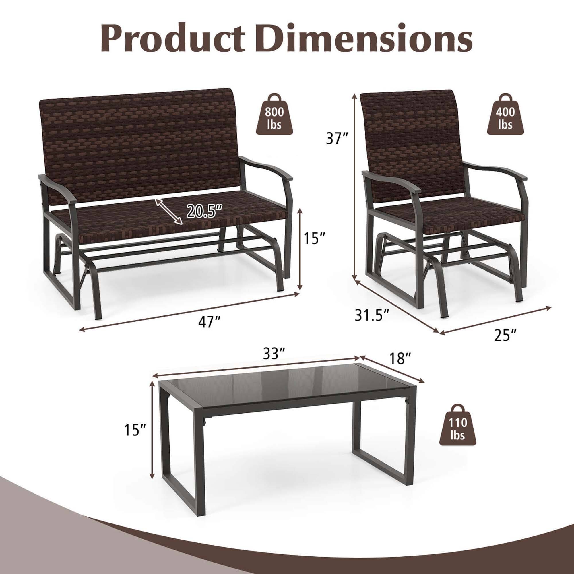 Product Dimensions, 800 lbs, 37", 400 lbs, 20.5", 15", 47", 33", 31.5", 18", 25", 15", 110 lbs