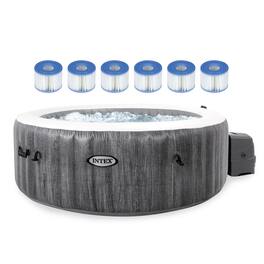 Intex - PureSpa Plus Greywood Inflatable Hot Tub Jet Spa with 6 Filter Cartridges